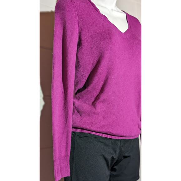 Gap Purple V Neck Long Sleeve Knit Top Silk Blend Pullover Sweater Xsmall - Picture 4 of 6